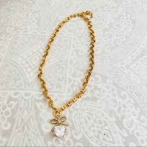 Juicy couture crystal heart bow necklace